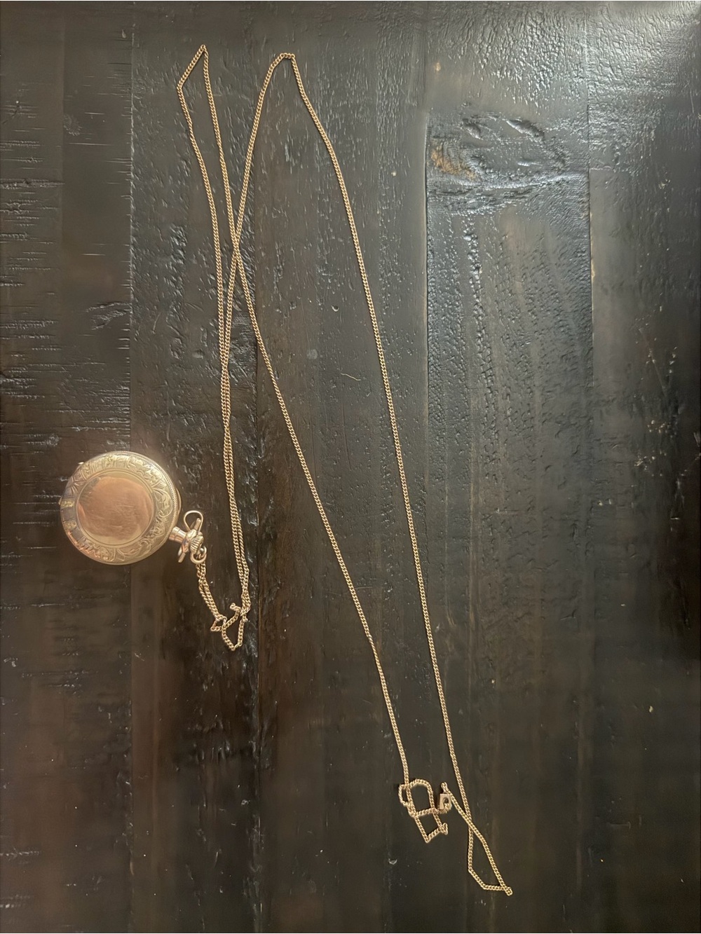 Gold Pocket Watch Shell Pendant Necklace